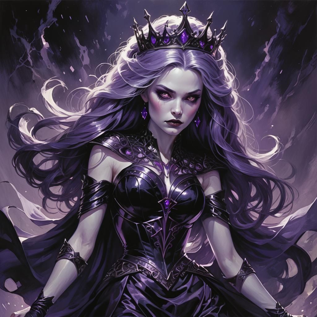 Dark Princess with Purple Hair, Sinister Portrait