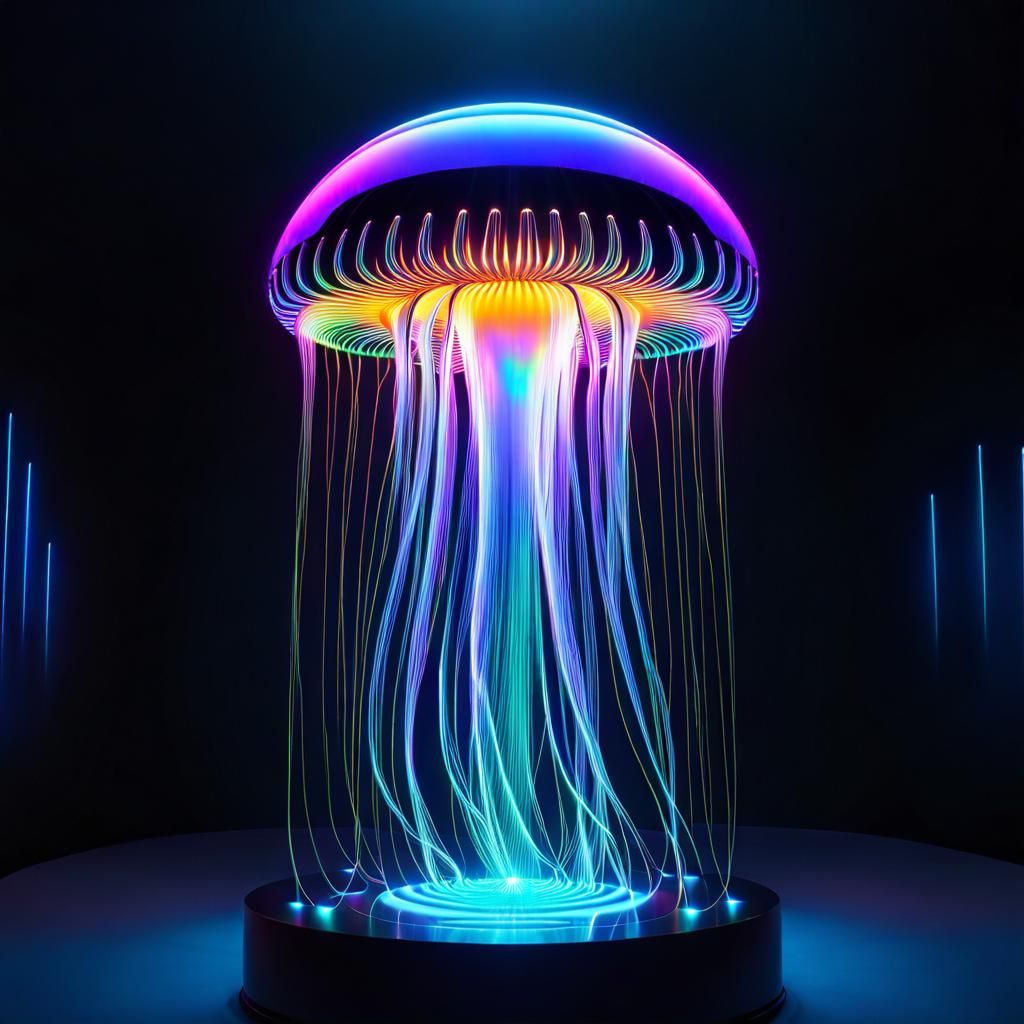 Holographic Jellyfish LED Light Display in Museum