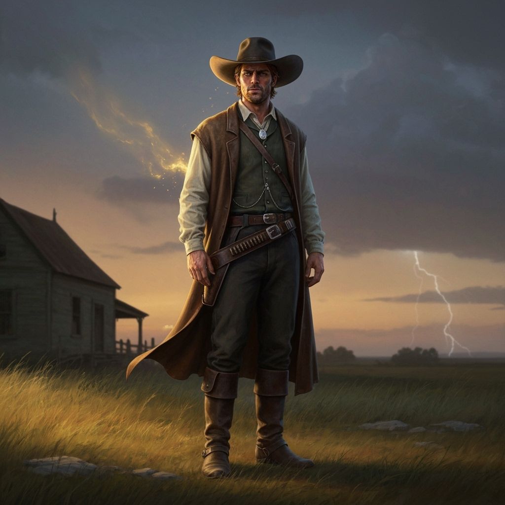 Pre-Raphaelite Cowboy Portrait in Golden Dusk Light
