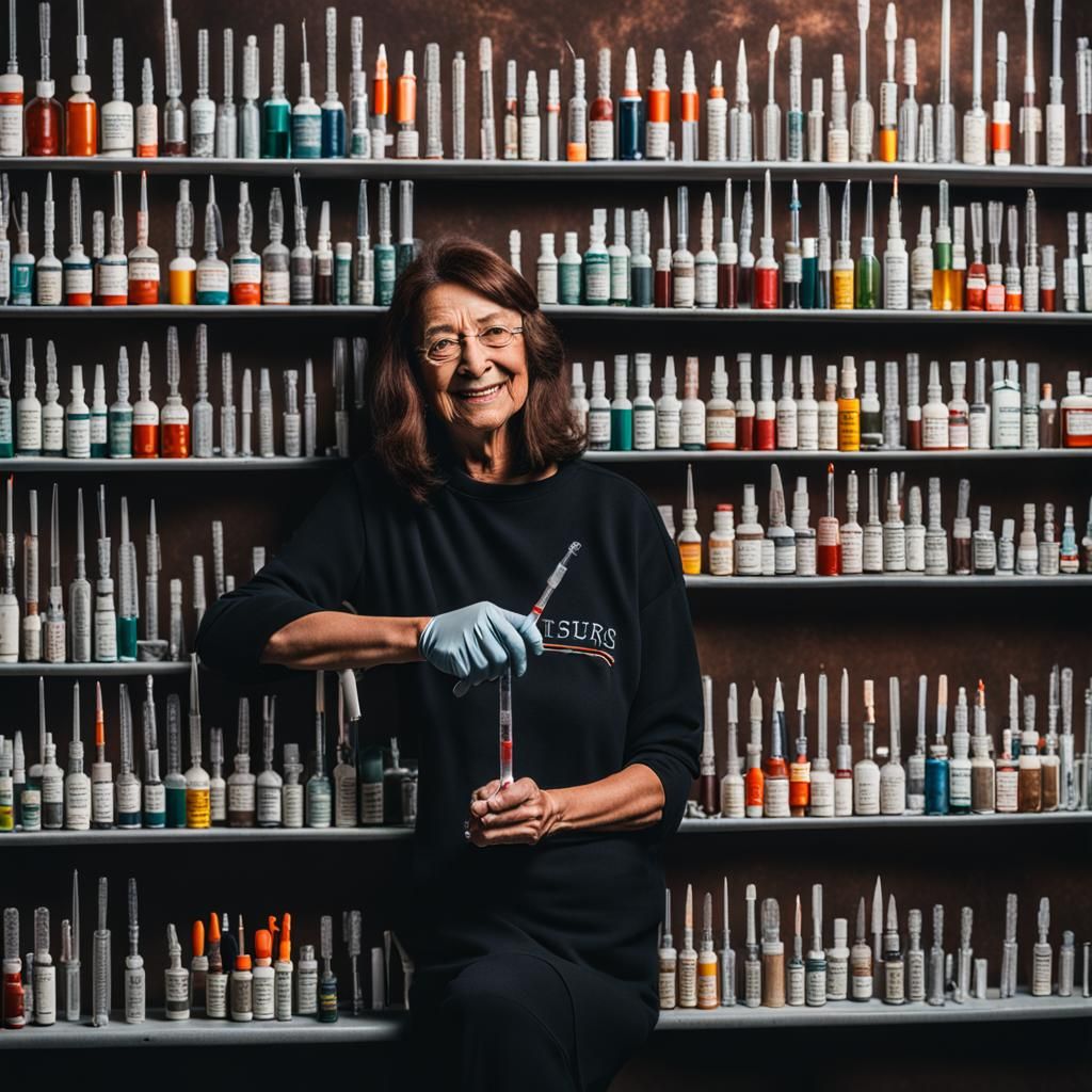 Woman Poses With Her Syringe Collection