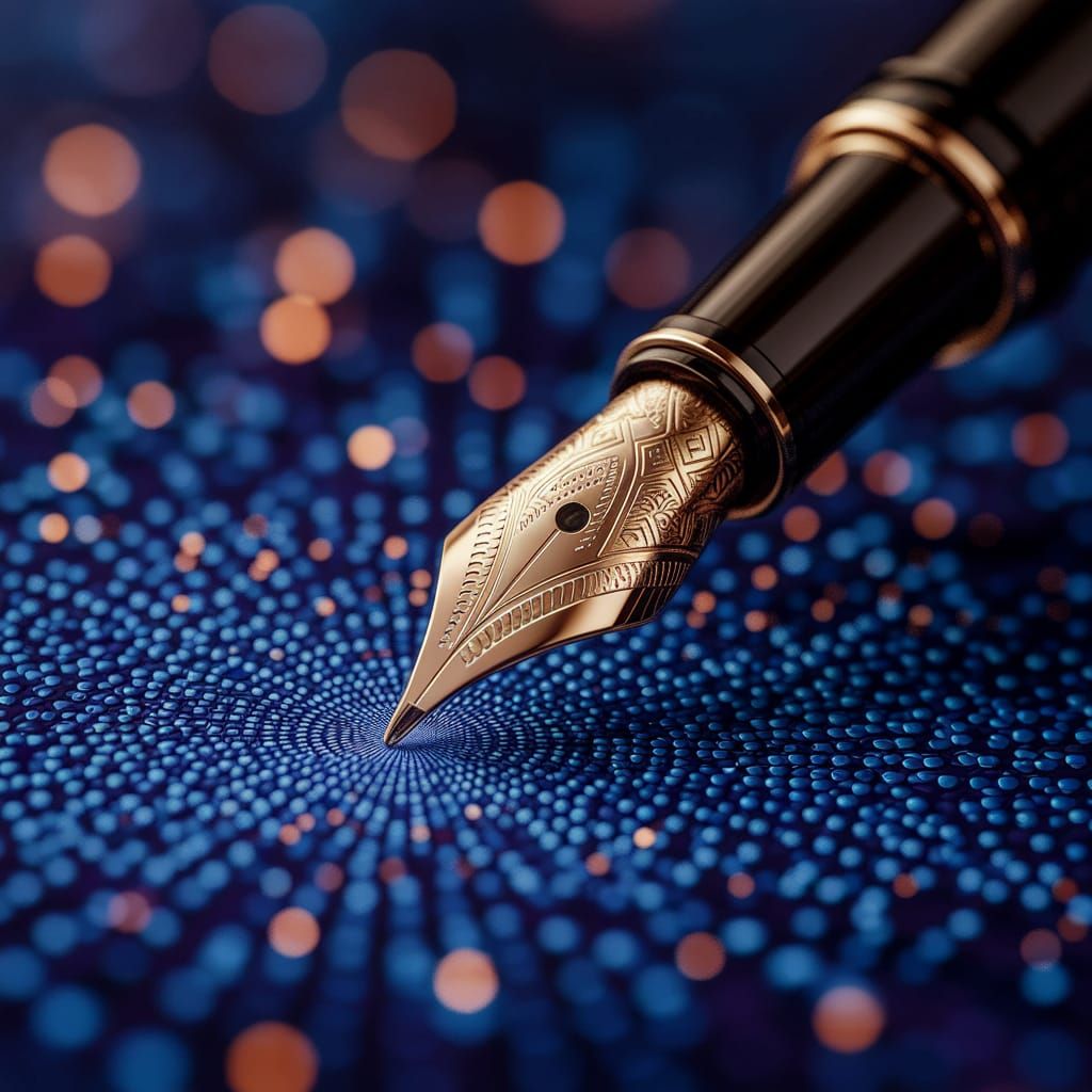 Macro Shot of Ornate Fountain Pen Tip