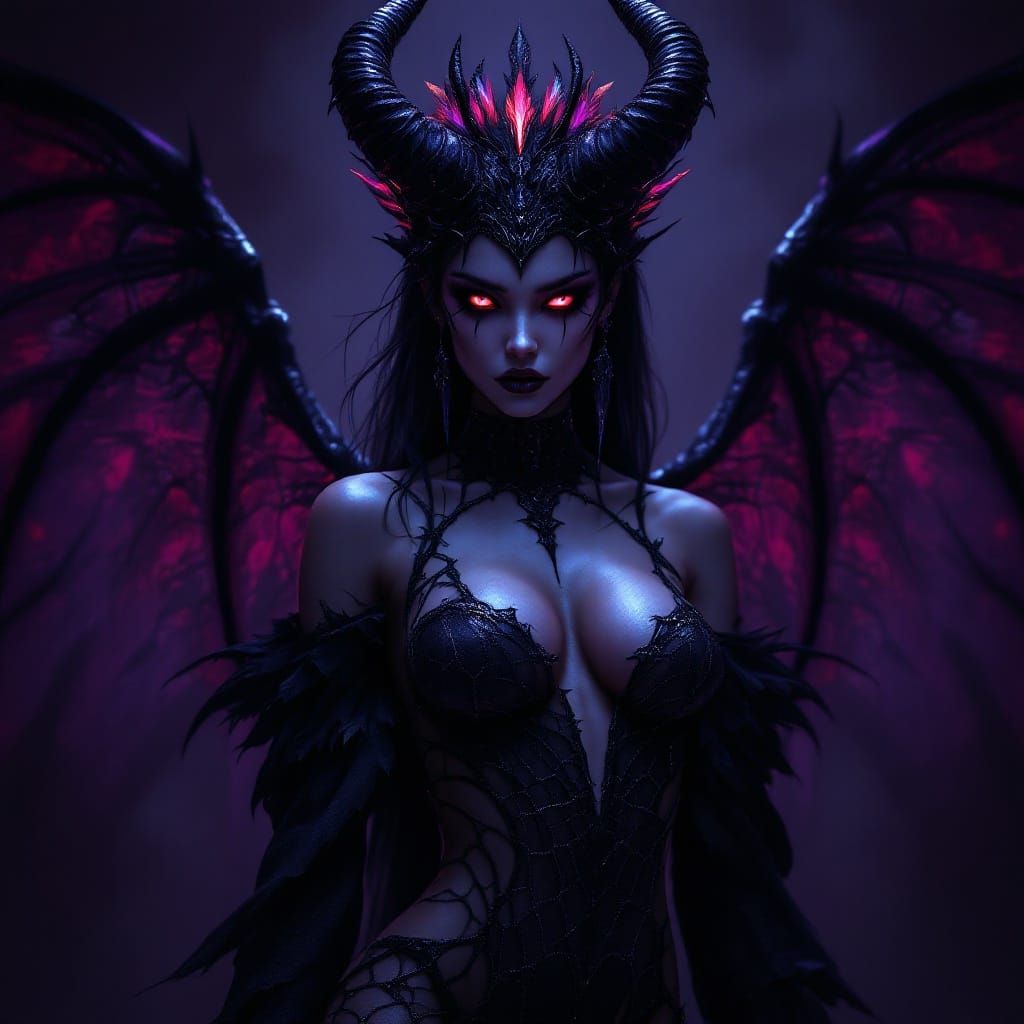 Goth Shadow Demon with Thorn Crown and Mystic Tattoos