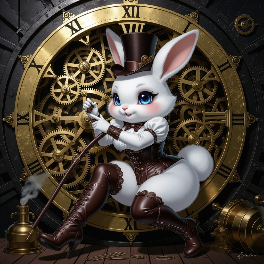 Time Mistress Rabbit in Clockwork, Anime Style
