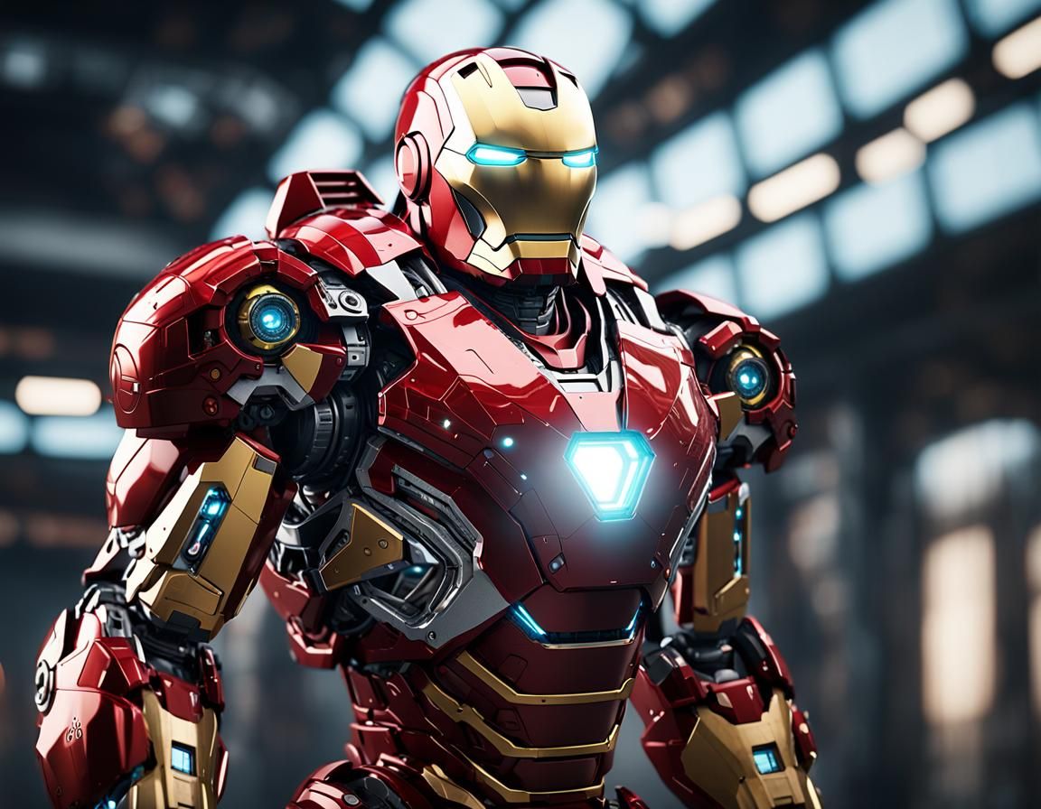 Futuristic Iron Man in Polished Metal: Sci-Fi Art