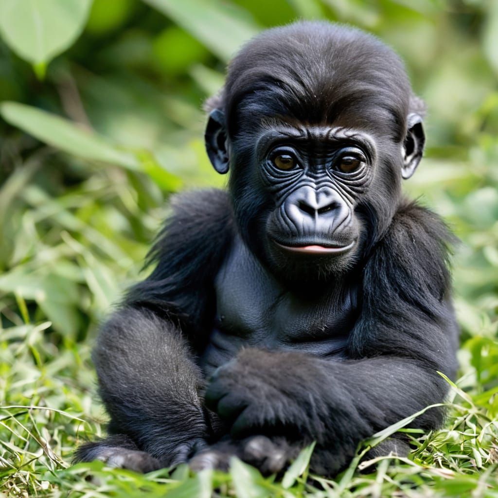 Adorable Tiny Baby Gorilla