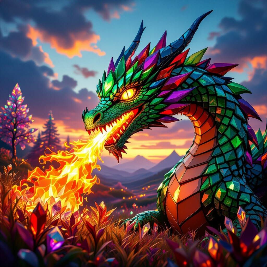 Crystalline Dragon in a Baroque Landscape