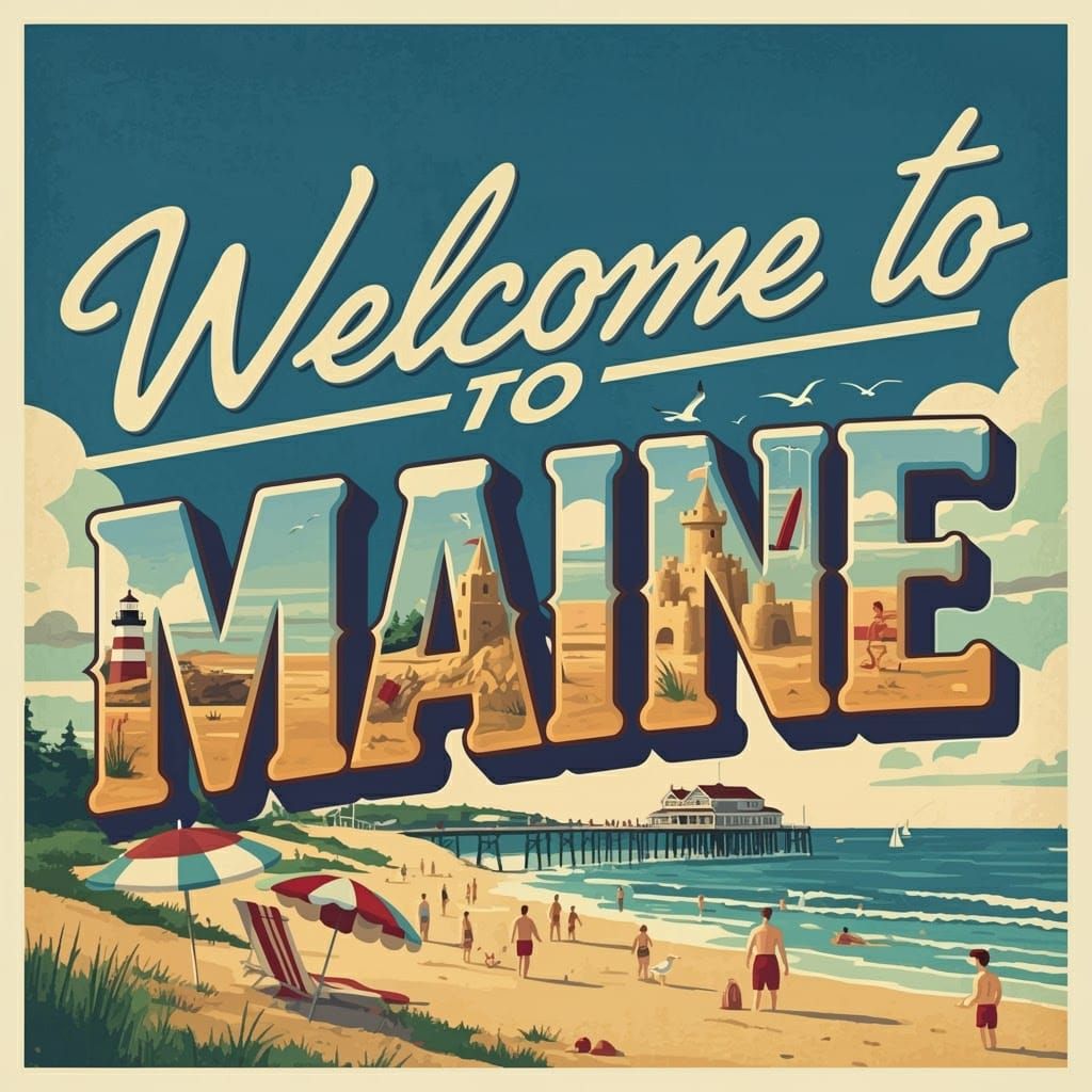 Vintage Travel Poster: Welcome to Maine