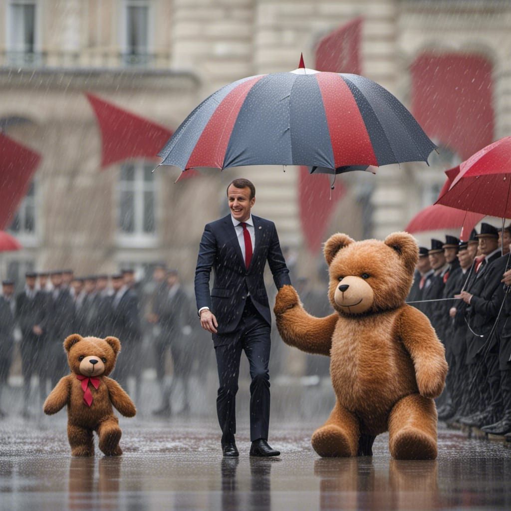 Macron Welcomes Teddy Bear at Élysée Palace