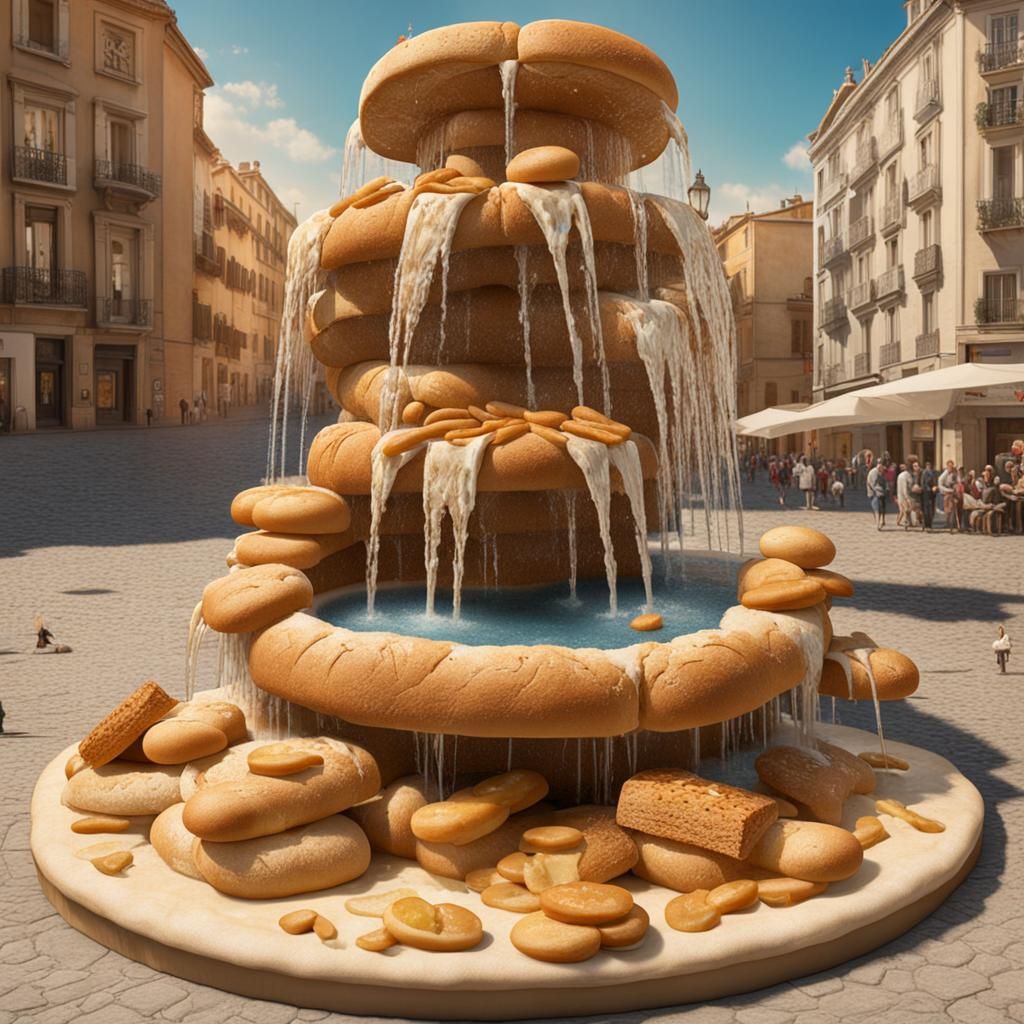 Bread Fountain in Surrealist Style