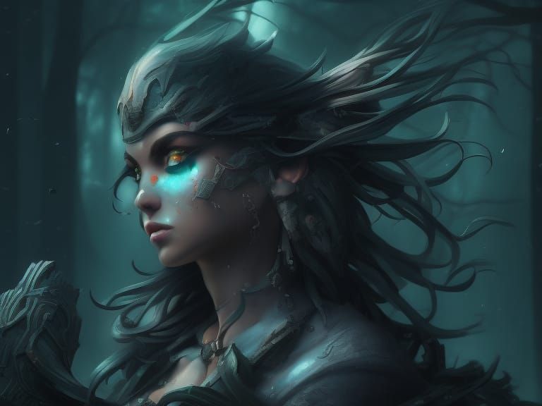 Detailed Portrait of a Black Elf Girl