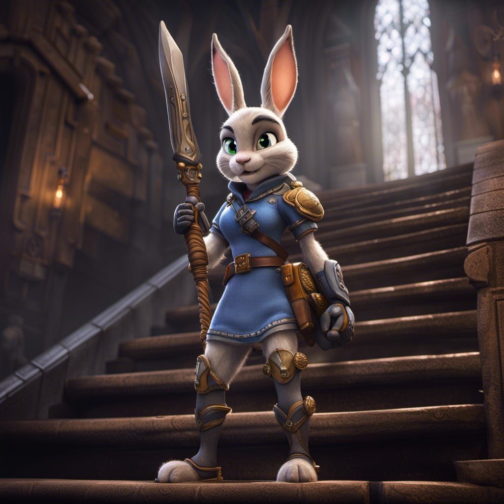 Judy Hopps as Paladin on Ancient Staircase