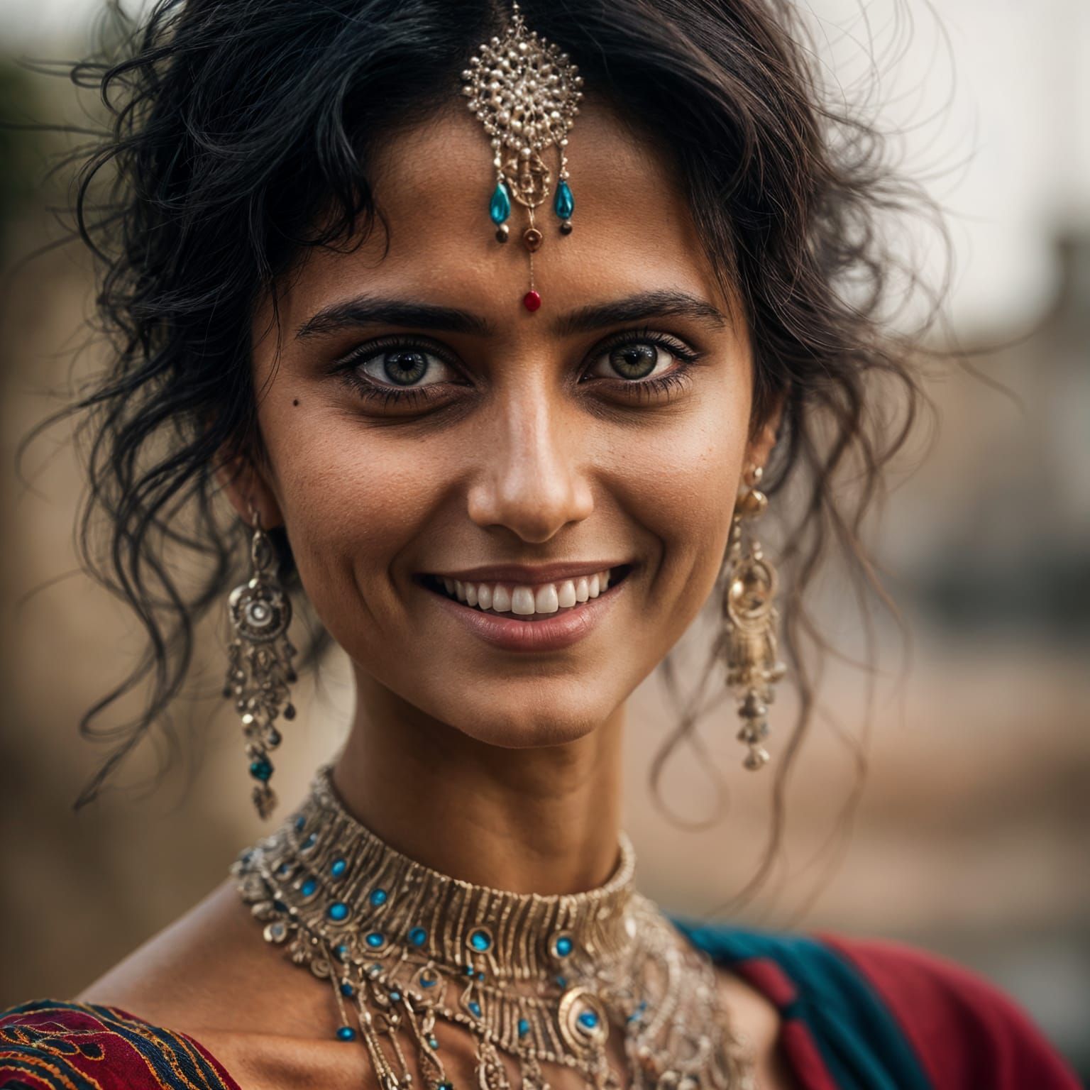 Close-up Portrait of a Smiling Indian Woman