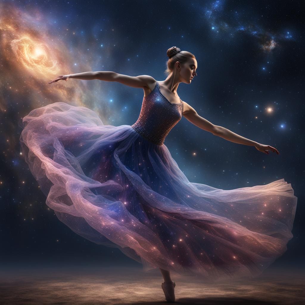 Ballerina Dancing Under the Milky Way in Digital Art