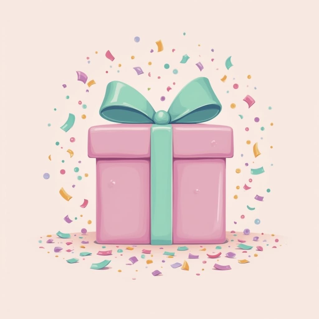 Pastel Gift Box Logo with Confetti