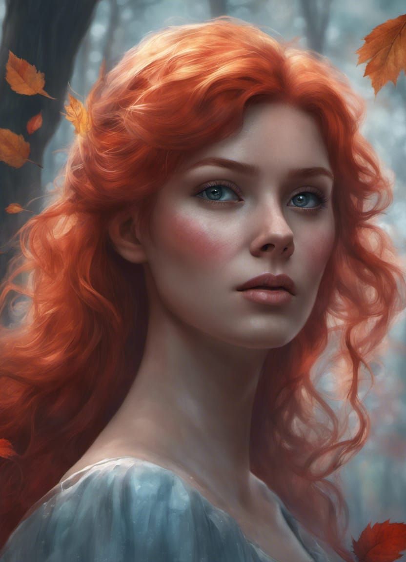 Cinderella in Autumn Forest, Ethereal Portrait