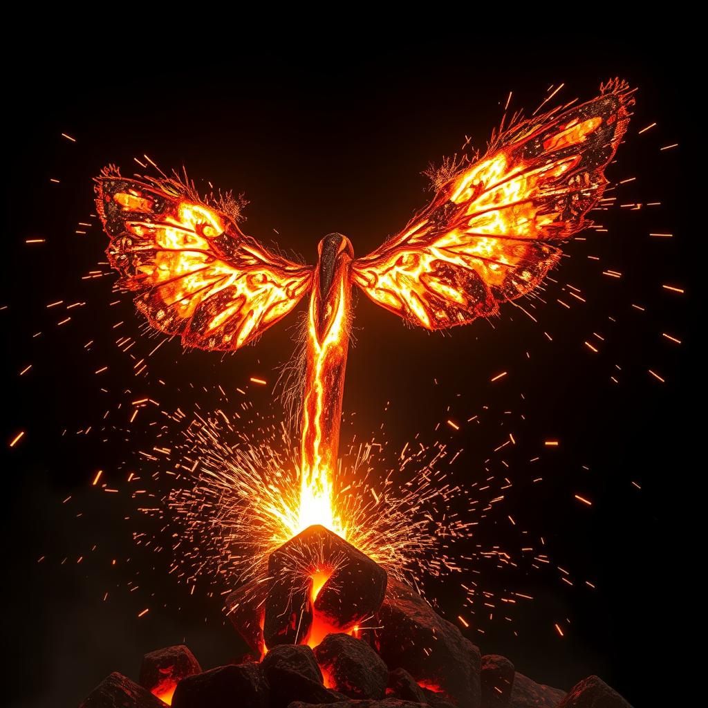 Aztec Fire Goddess Ītzpāpalōtll in Molten Metal