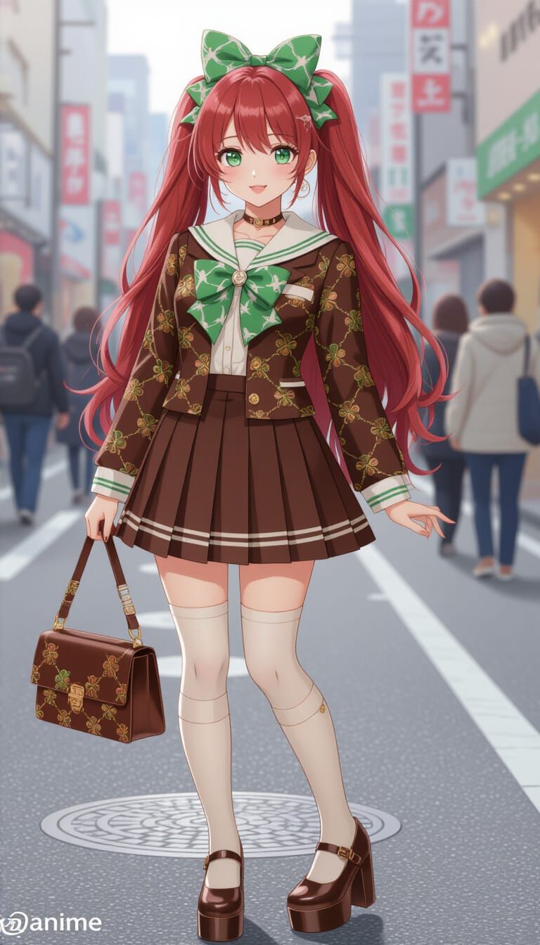 Japanese Woman in Angelic Pretty Chocolate Mint Outfit