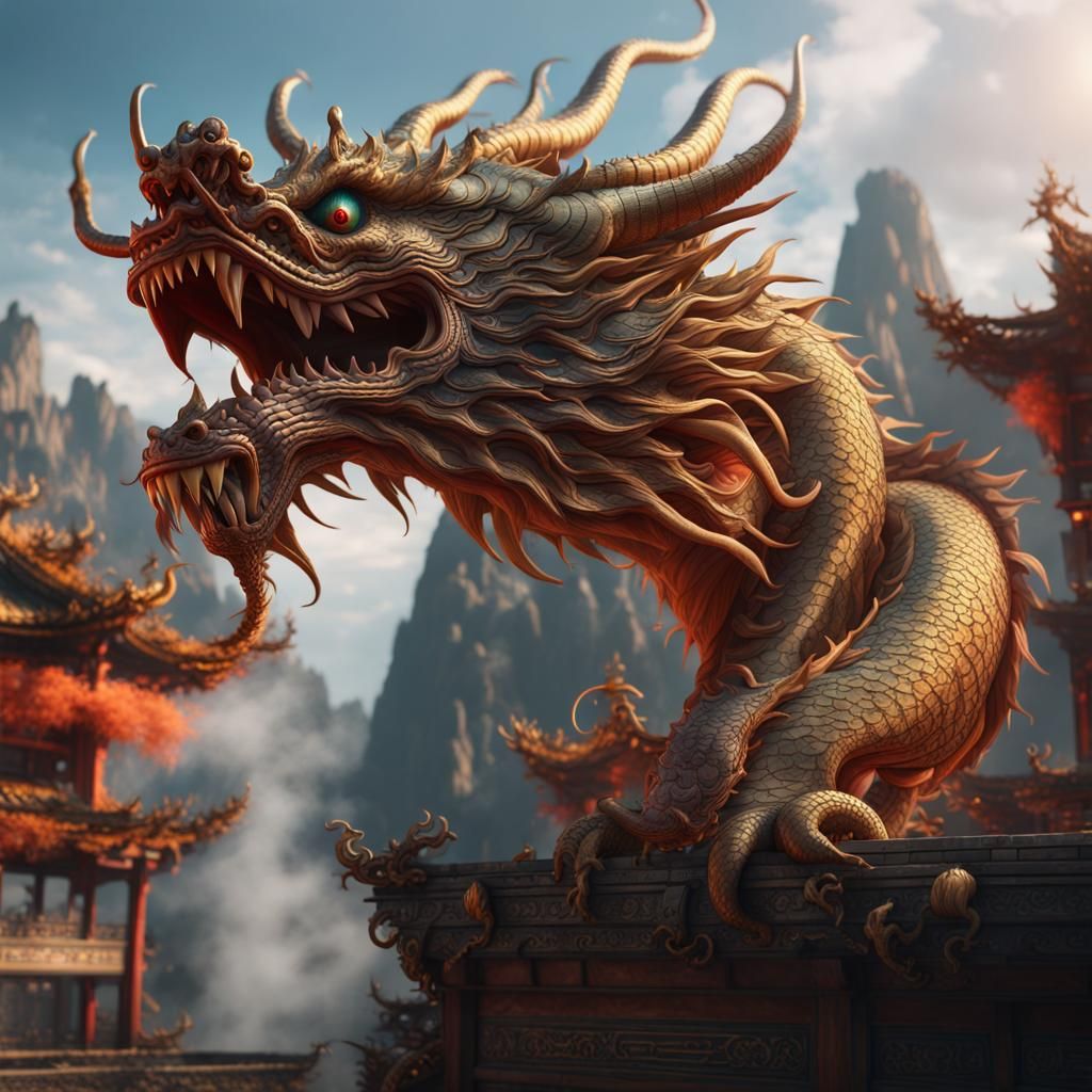 Detailed Chinese Dragon Matte Painting