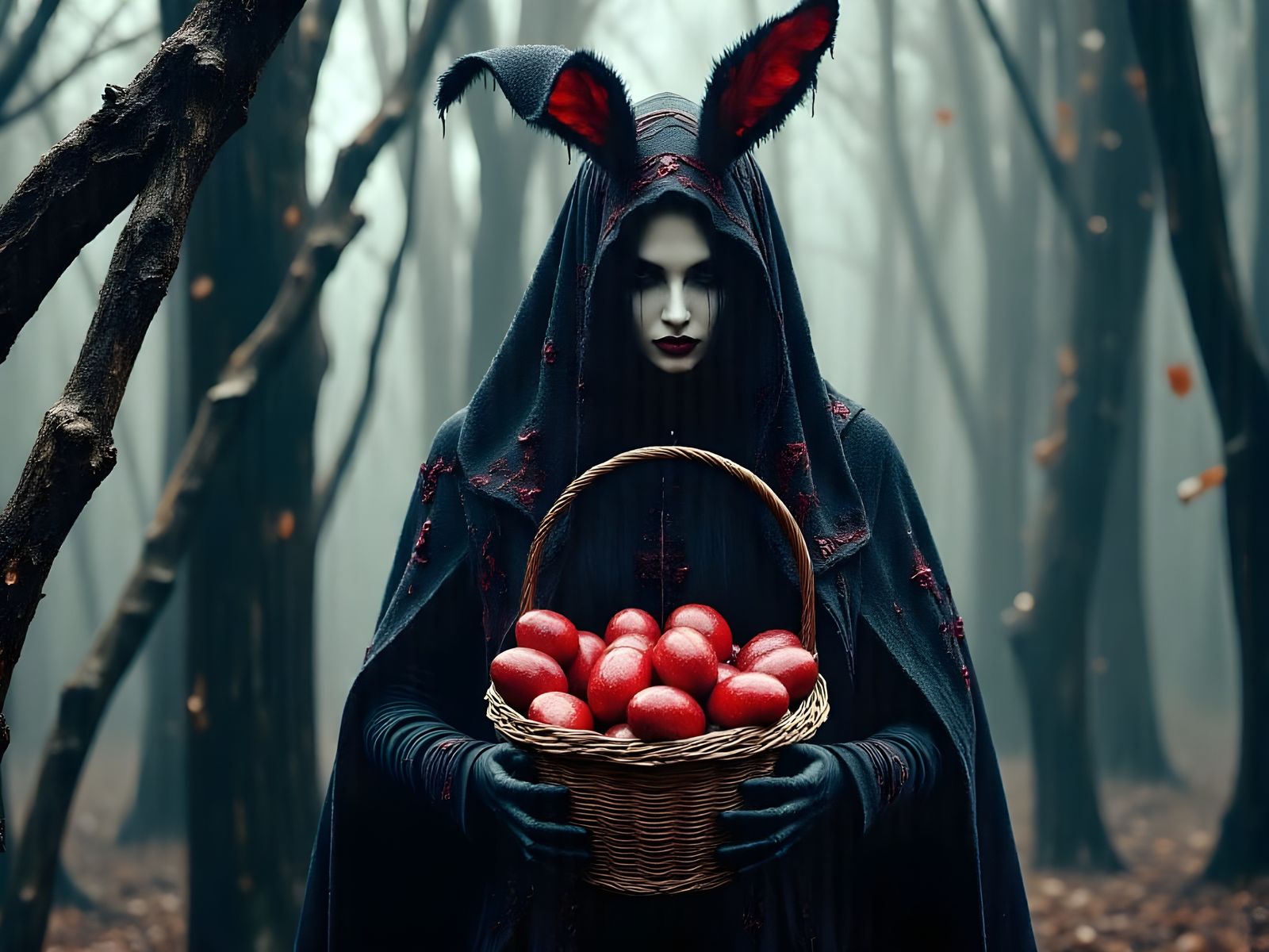 Elegant Easter Bunny in Dark Gothic Forest