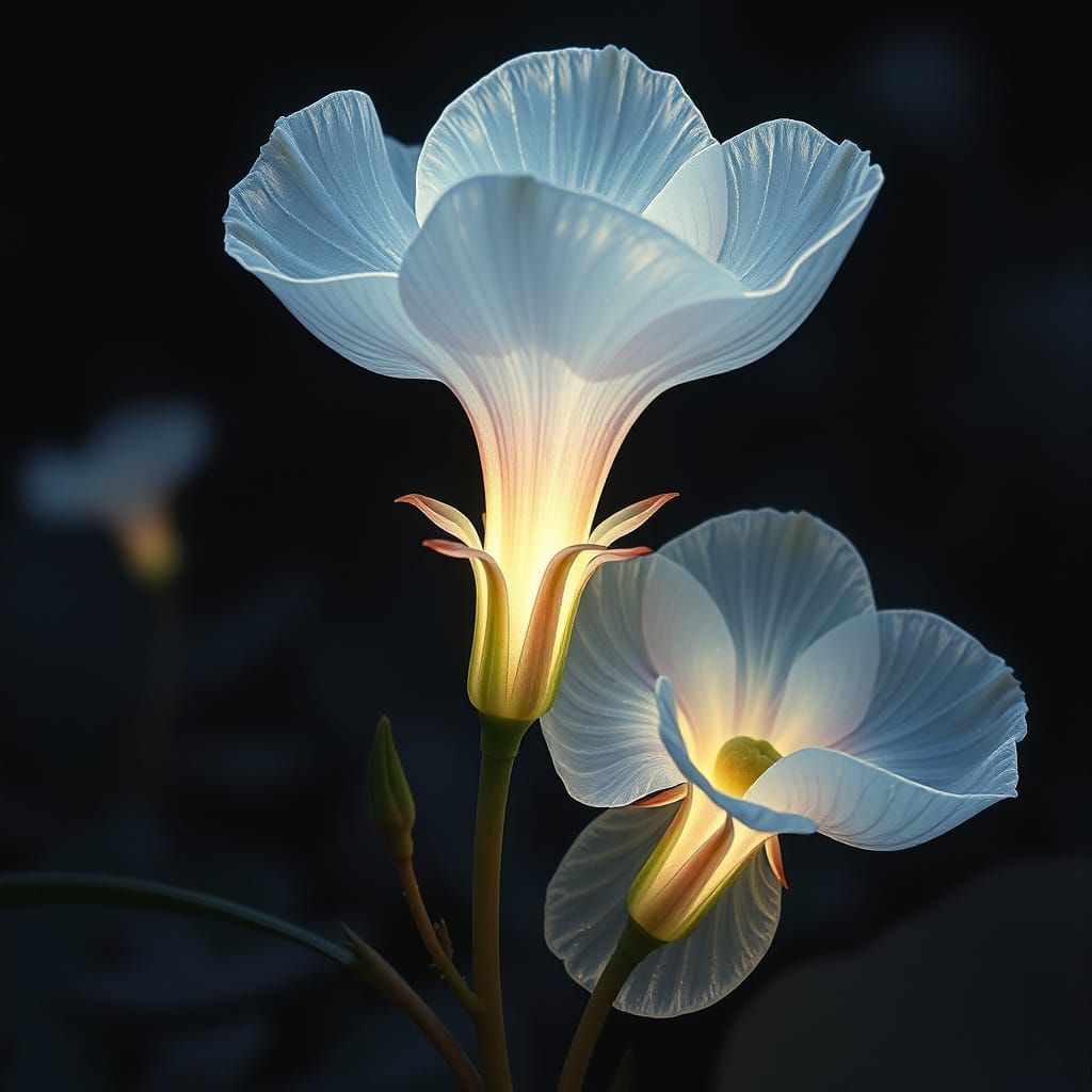 Ethereal Nocturnal Bloom in Soft Phosphorescent Light
