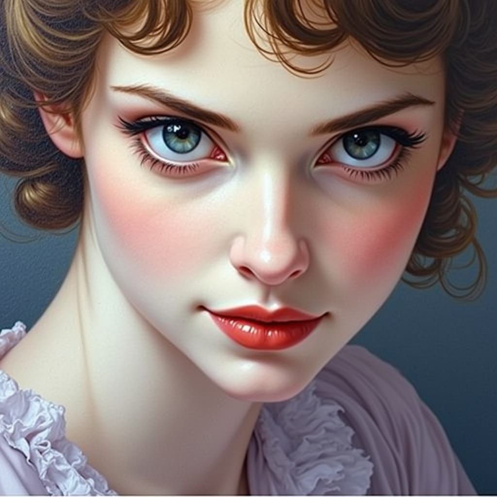 Regal Woman Portrait in Impressionistic Renaissance Style