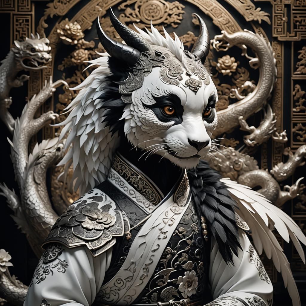 Dragon Panda Hybrid Portrait in Studio Lighting