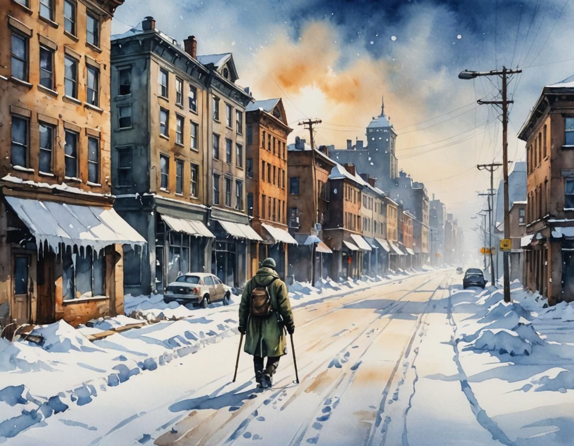 Frozen Cityscape in a Post-Apocalyptic Winter