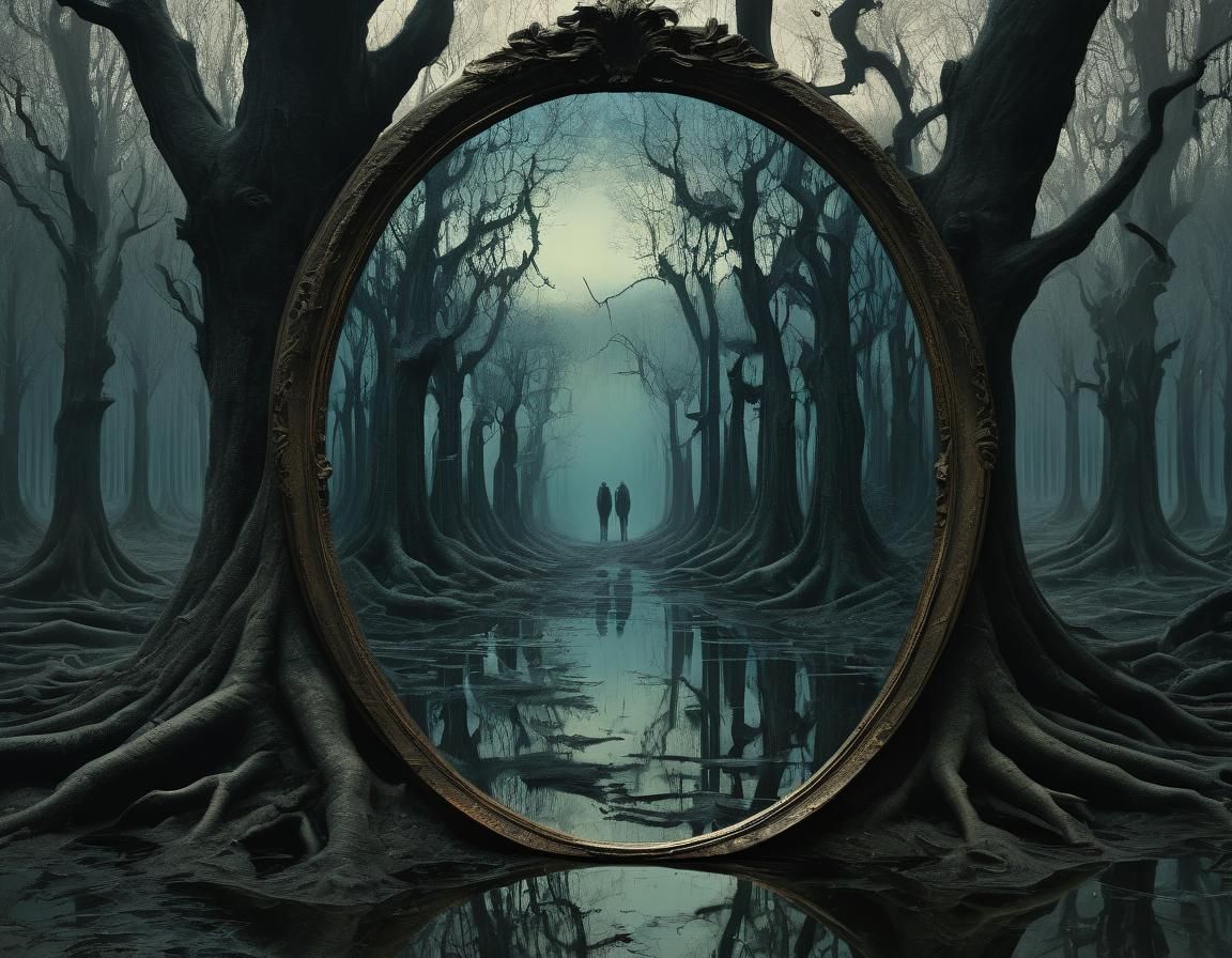 Surreal Forest Mirror World in Gothic Style