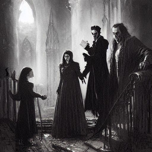 Dracula Family Portrait in Gothic Horror Style