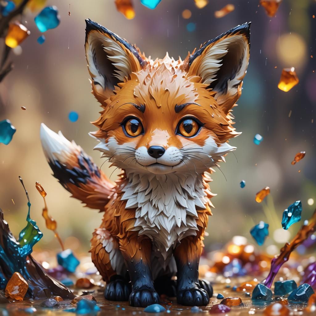 Hyperrealistic Chibi Fox in Splash Art Style