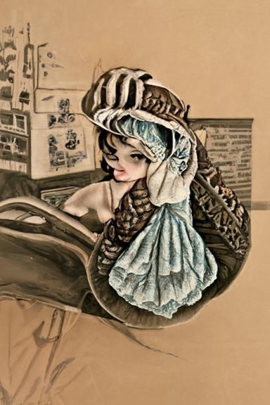 Detailed Vintage Girl Portrait in Underground Comix Style