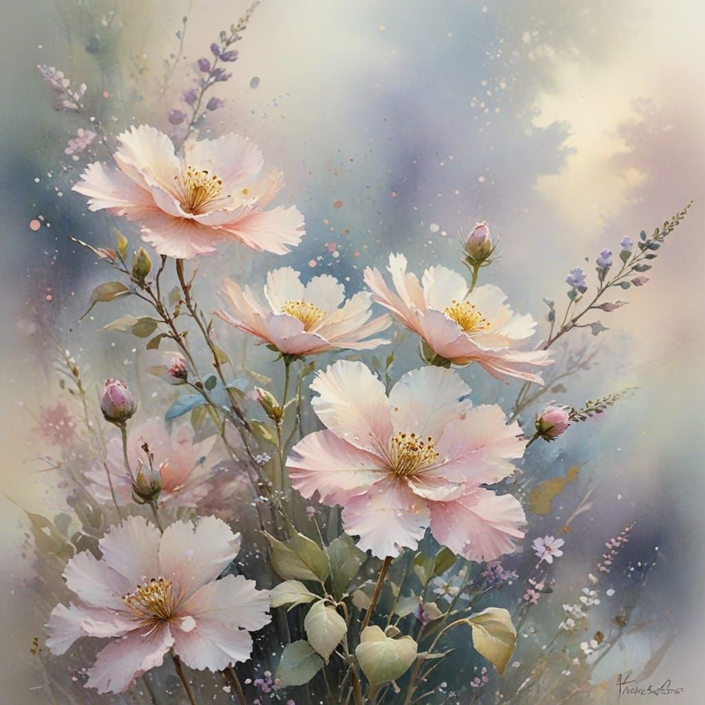 Dreamy Watercolour Florals in Impressionist Style