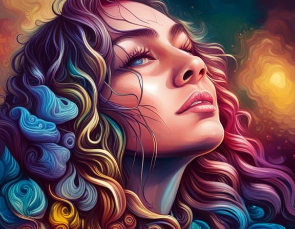 Graffiti Art Portrait with Flowers in Splash Art Style