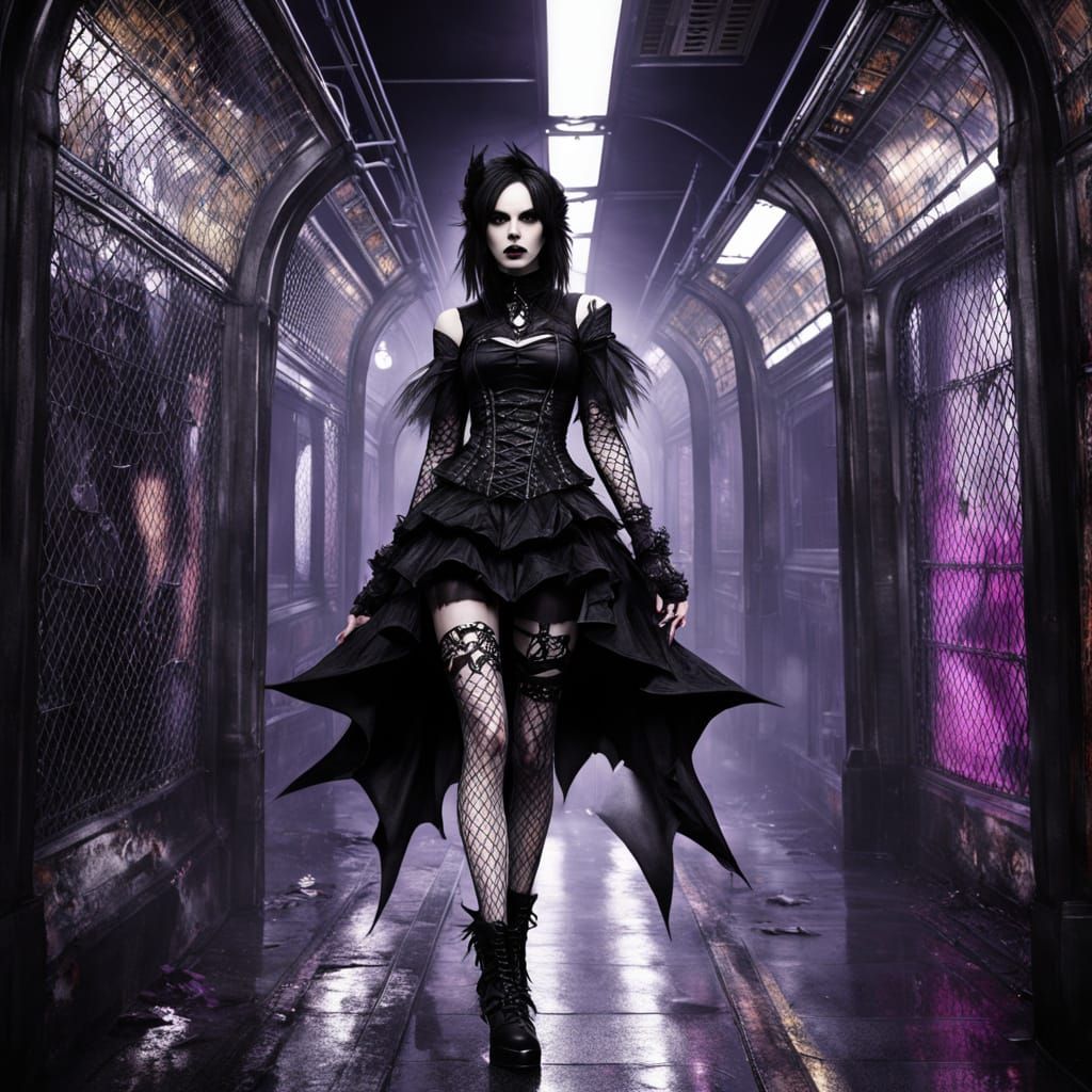 Gothic Subway Scene with Lycans and Vampires