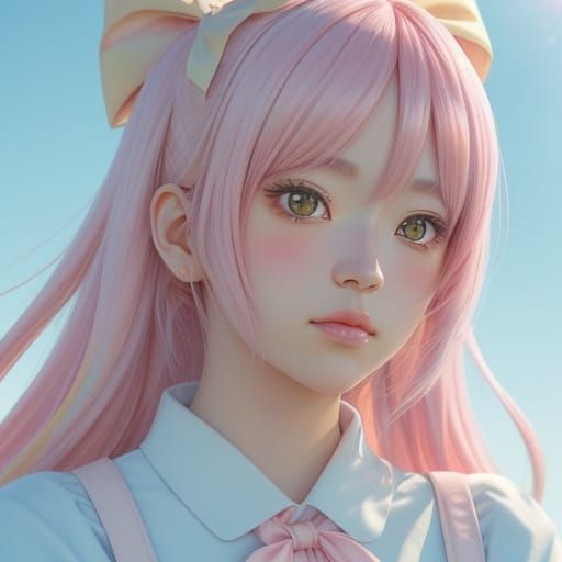 Pastel Anime Girl in Kawaii Style