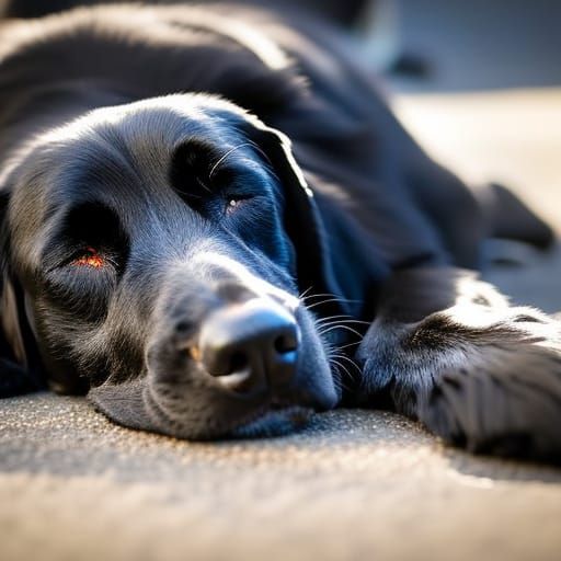 Black Dog Sunbathing: Professional Photography