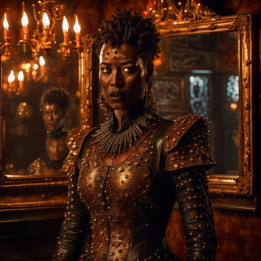 Hellraiser Inspired Pinhead Saloon Girl in Fiery Hell