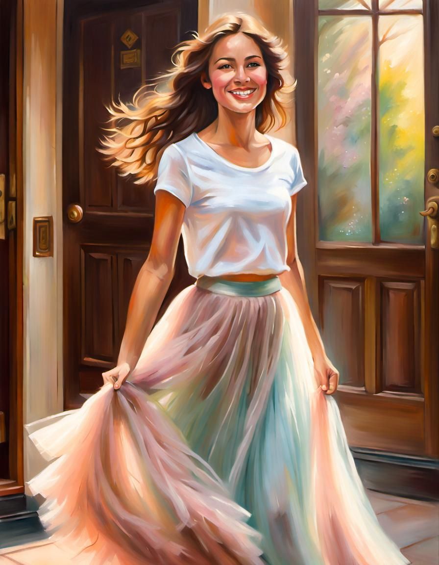 Woman in Tulle Skirt: An Oil Painting