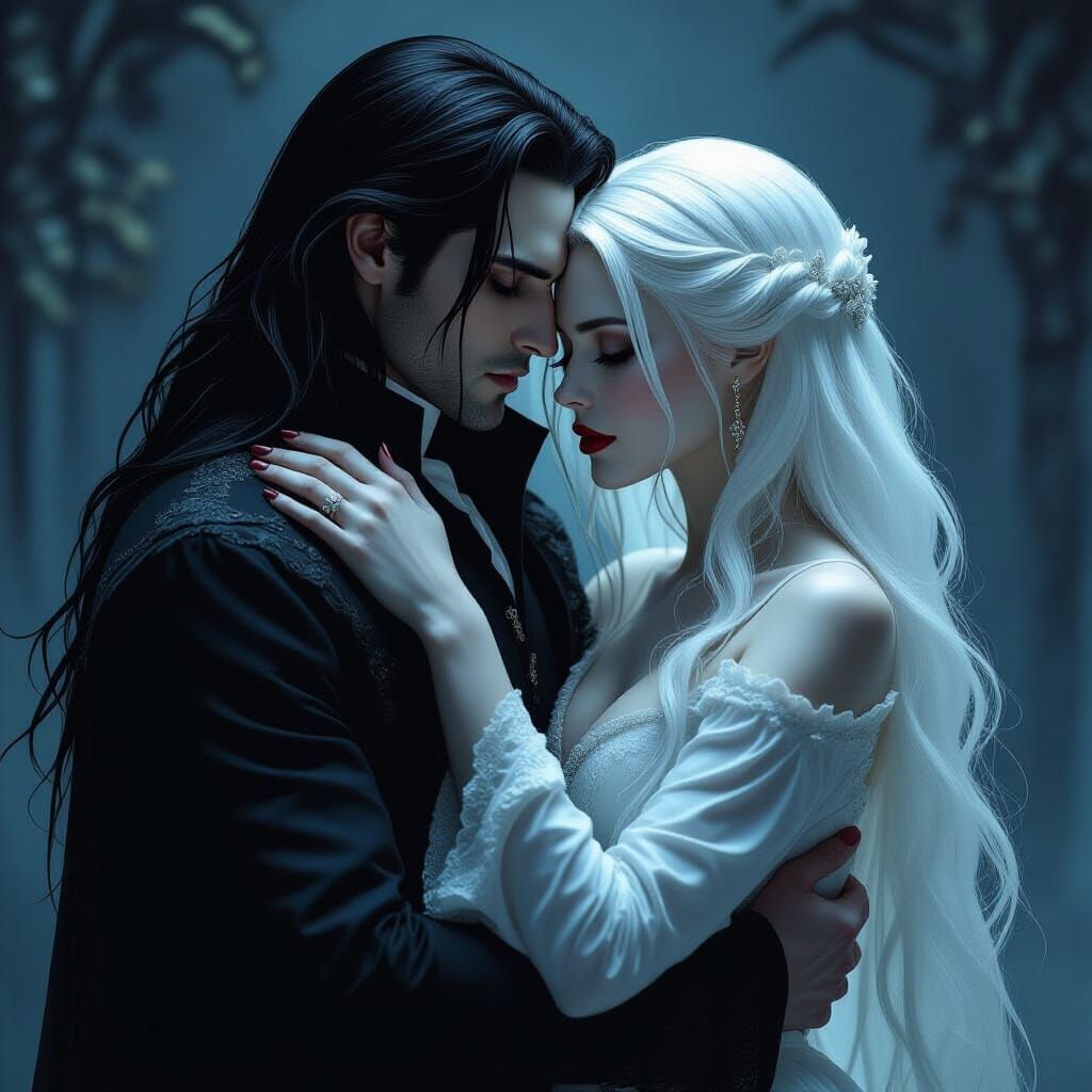 Vampire's Last Embrace in Eerie Gothic Style