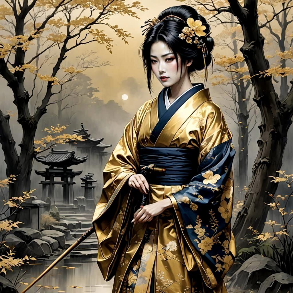 Kenshin Himura as Geisha in Gold Kimono