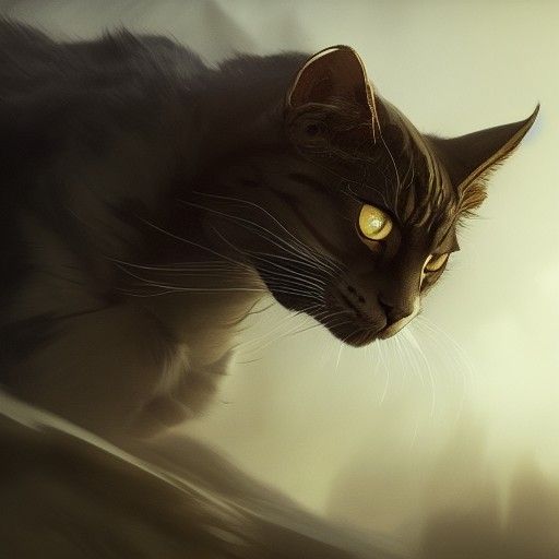 Giant Cat in Dark Fantasy Art Style