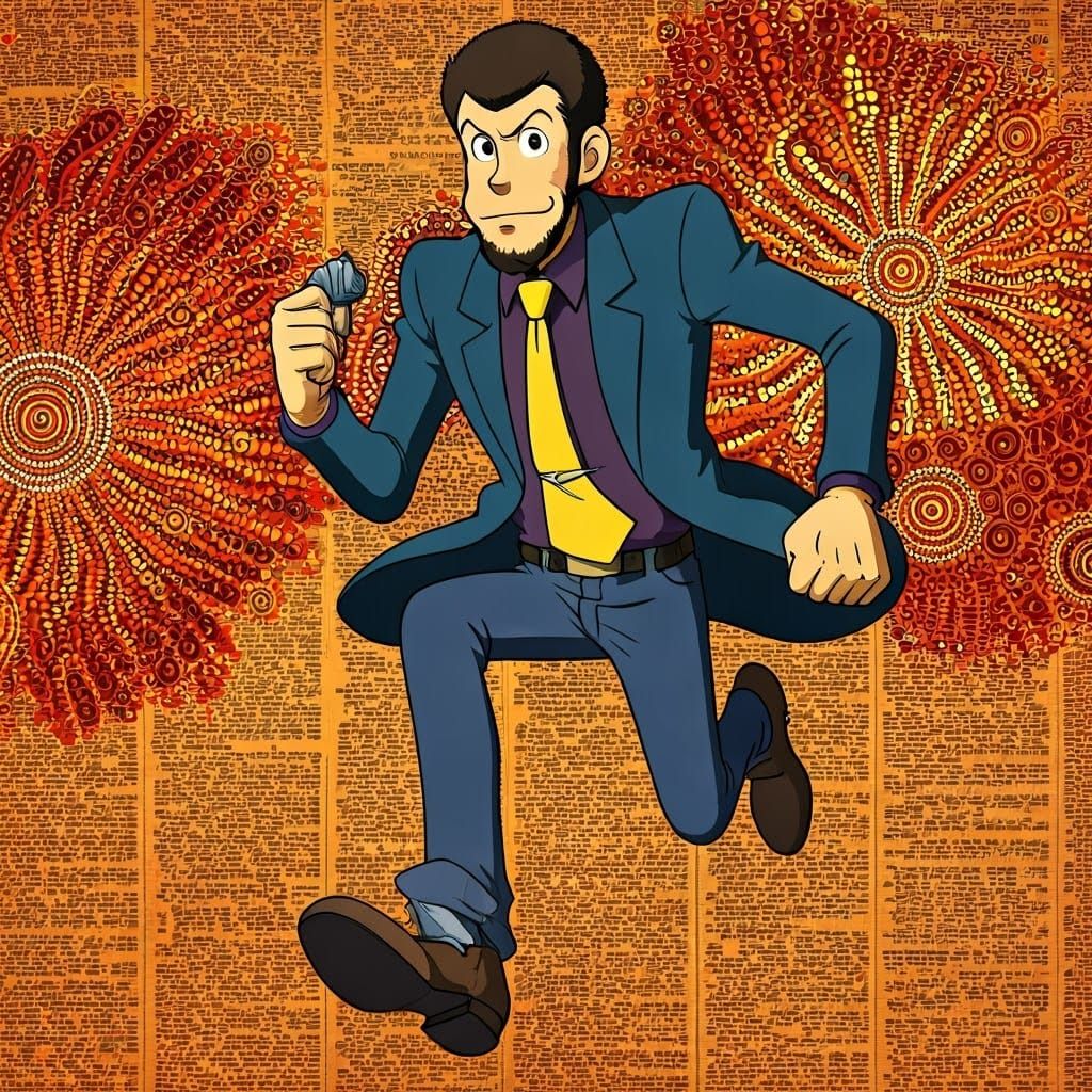 Lupin III in Vibrant Anime Style Dot Art