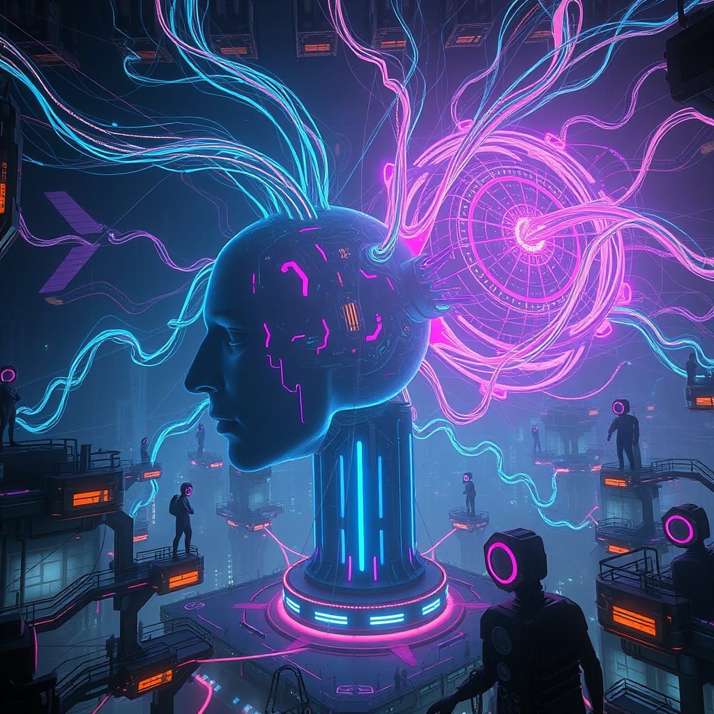 Futuristic Cyberpunk Hivemind Network