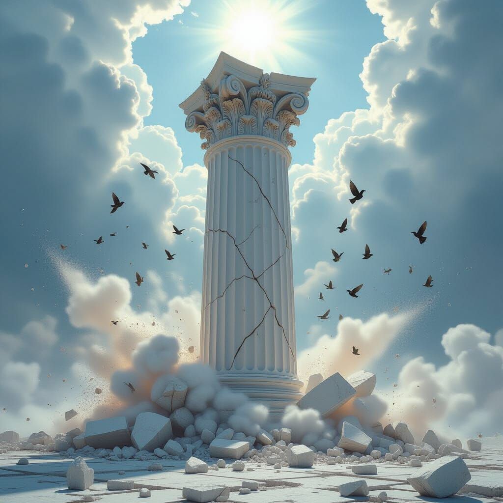 Massive Colonial Pillar Crumbles in Dramatic Concept Art