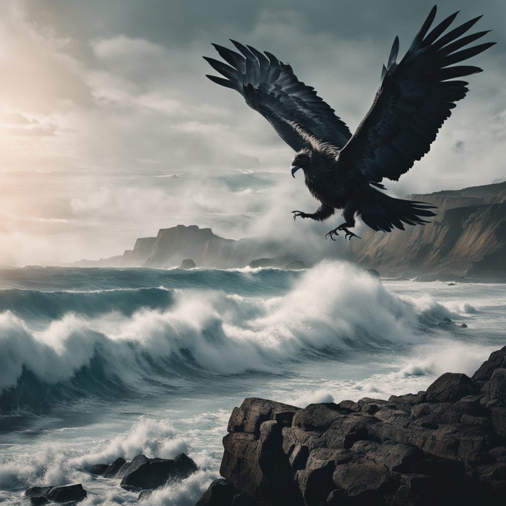 Fallen Angel on Beach at Sunrise