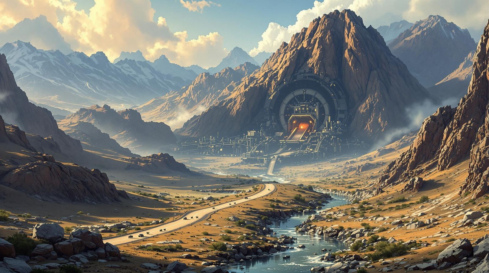 Serene Valley Transformed by Colossal Mining Machine