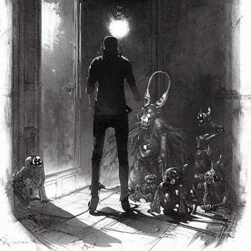 FNAF Horror Scene in Doré Style