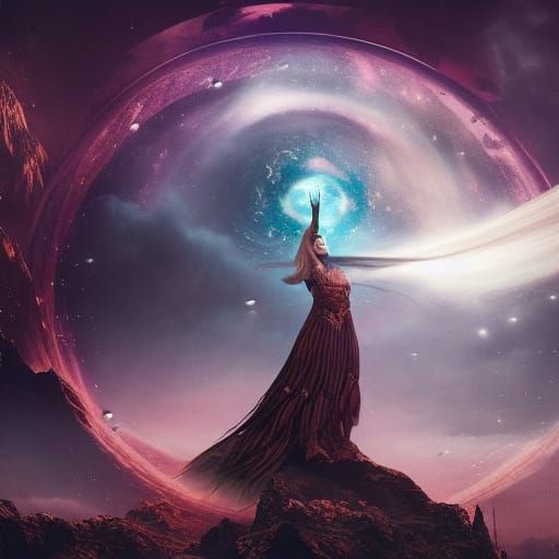 Cosmic Woman: A Maximalist Digital Matte Painting