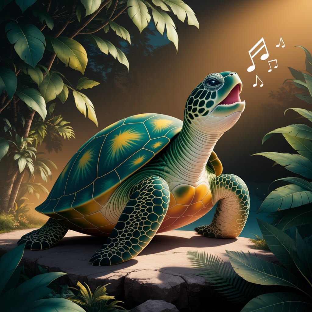 Singing Turtle in Tropical Sunlight