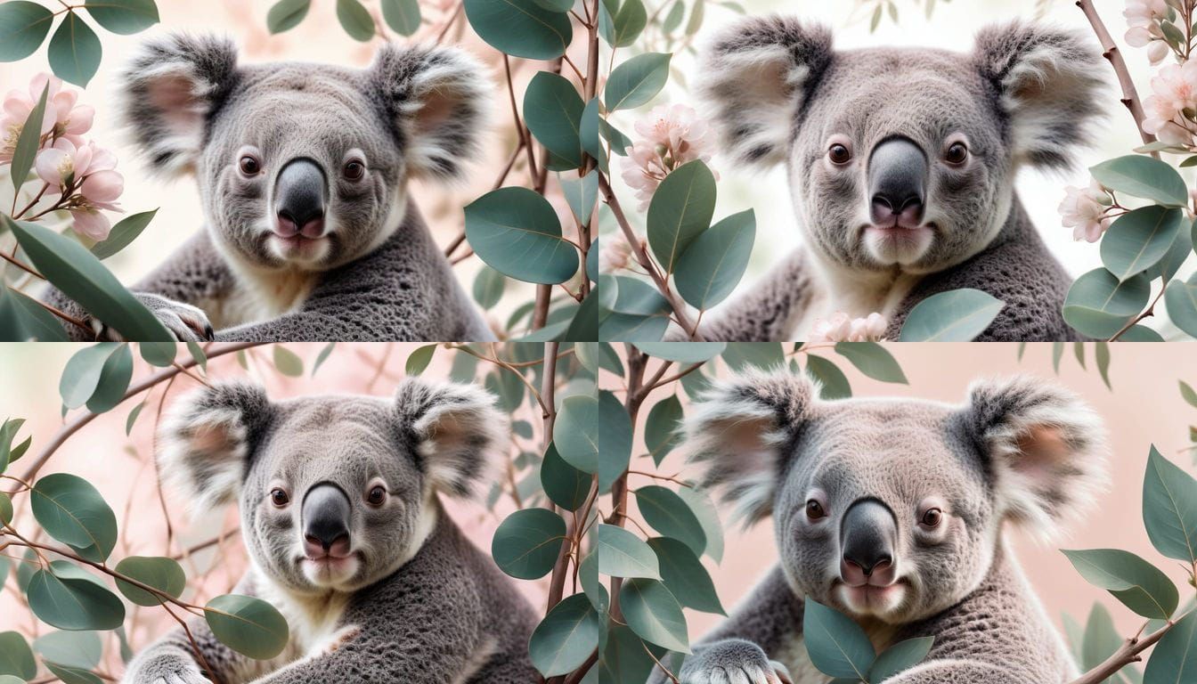 Koala Resting in Eucalyptus: A Delicate Pencil Sketch